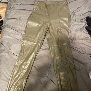 Leather green pants